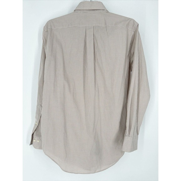 RALPH LAUREN Classic Fit Long Sleeve Button Shirt 15 M‎ Brown Gingham Plaid - Picture 3 of 8
